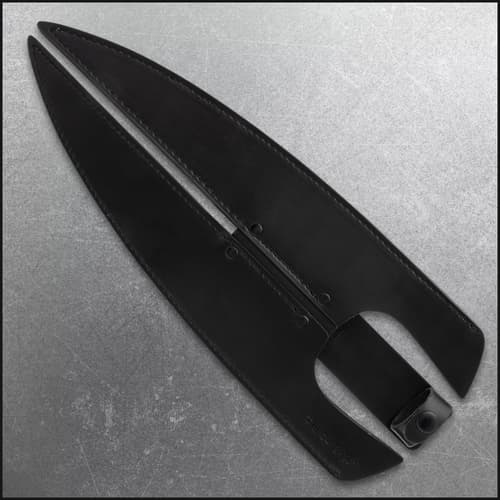 Black leather sheath for double-headed spear