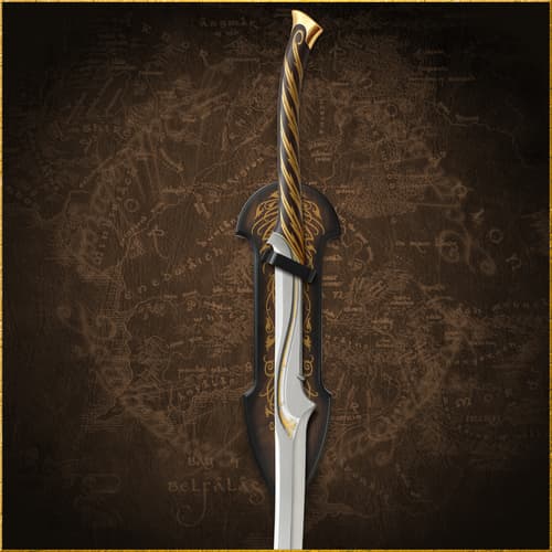 Sword mounted on a decorative wall display