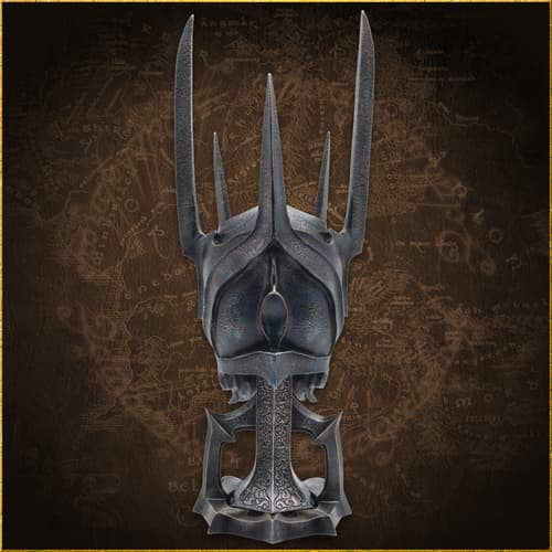 Rear view of Sauron's helm with detailed etching