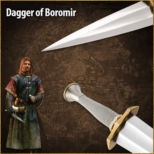 Dagger of Boromir with character image and map background