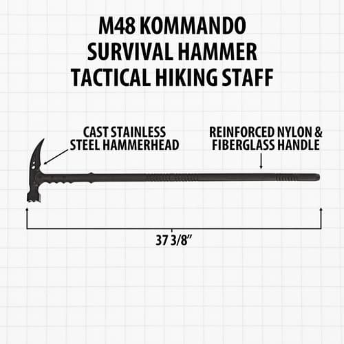 M48 Kommando survival hammer with labeled features
