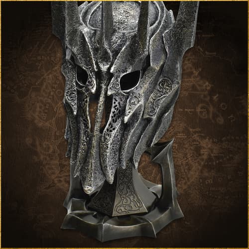 Close up image of the Half Scale Helm of Sauron included in the Sauron Collection.