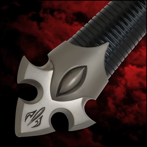 Kit Rae Black Legion Battle Axe - Stainless Steel Blades, Leather-Wrapped Handle, Metal Handle Accents, Includes Art Print - Length 35”