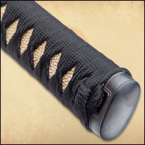 Shikoto Touchstone Handmade Wakizashi / Samurai Sword - Hand Forged Clay Tempered T10 High Carbon Steel - Ray Skin; Iron Tsuba; Certificate of Authenticity - Functional, Full Tang, Battle Ready