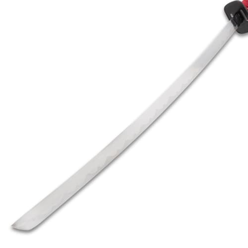 Close-up of katana blade with wavy pattern