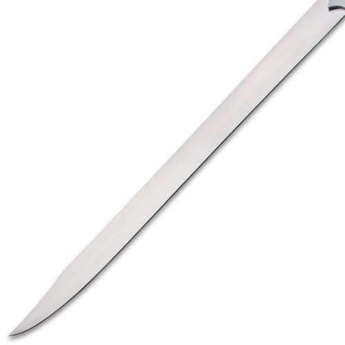 Close-up of sharp, polished sword blade