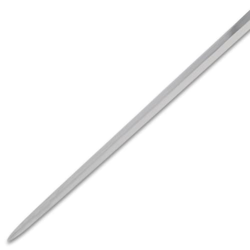 Close-up of a polished steel blade tip