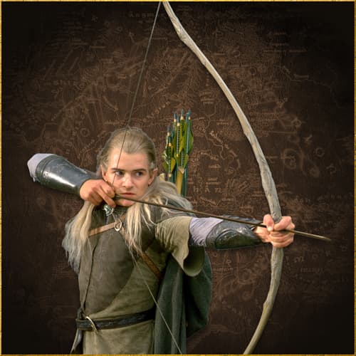Character aiming a bow with arrows in a quiver on a map background