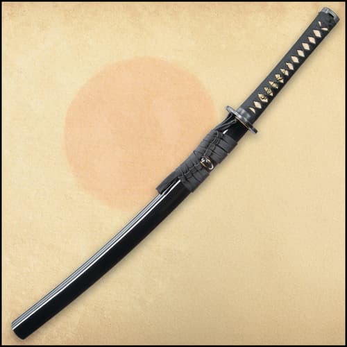 Shikoto Touchstone Handmade Wakizashi / Samurai Sword - Hand Forged Clay Tempered T10 High Carbon Steel - Ray Skin; Iron Tsuba; Certificate of Authenticity - Functional, Full Tang, Battle Ready