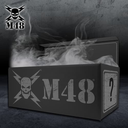 Black box with M48 logo and smoke