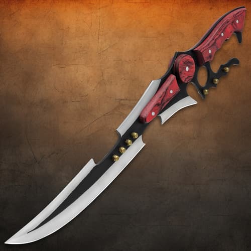 Full view of fantasy sword with intricate design