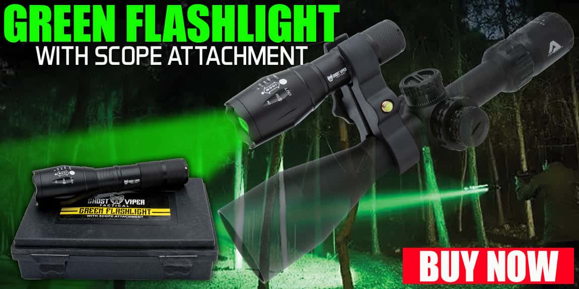 GVT Green Flashlight With Scope Attachment And Case