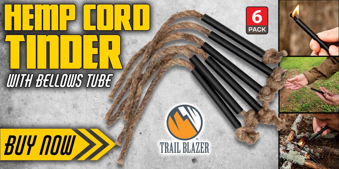 Trailblazer Hemp Cord Tinder With Bellows Tube Pack