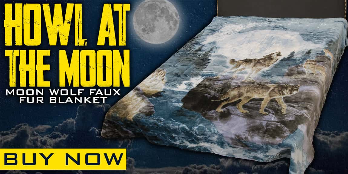 Moon Wolf Faux Fur Blanket