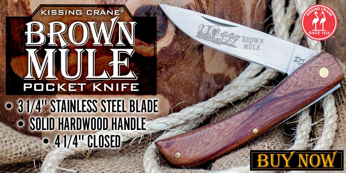 Kissing Crane Medium Brown Mule Pocket Knife