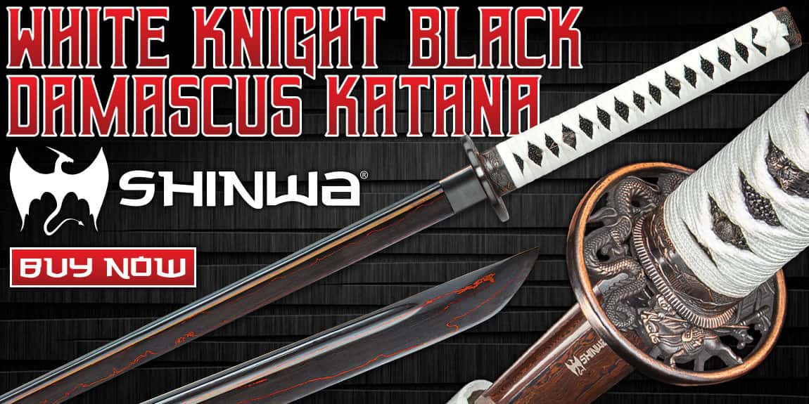 Shinwa White Knight Black Damascus Katana Sword