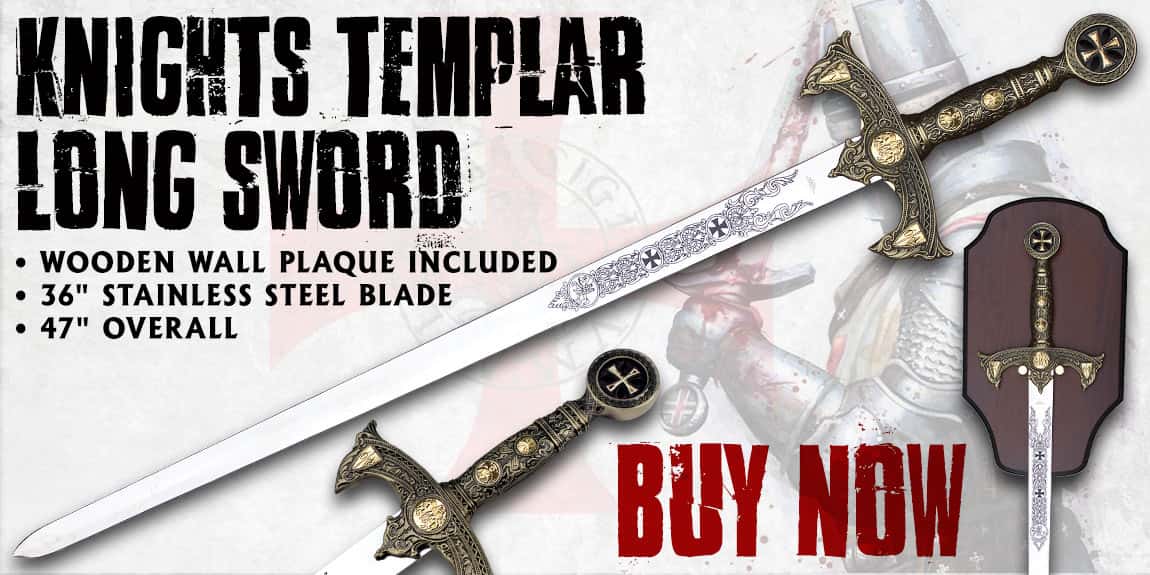 Legends In Steel Knights Templar Long Sword and Wall Plaque