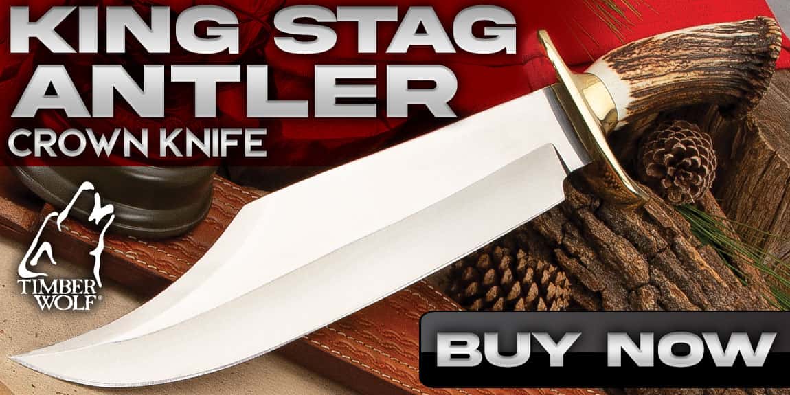 Timber Wolf King Stag Antler Crown Knife