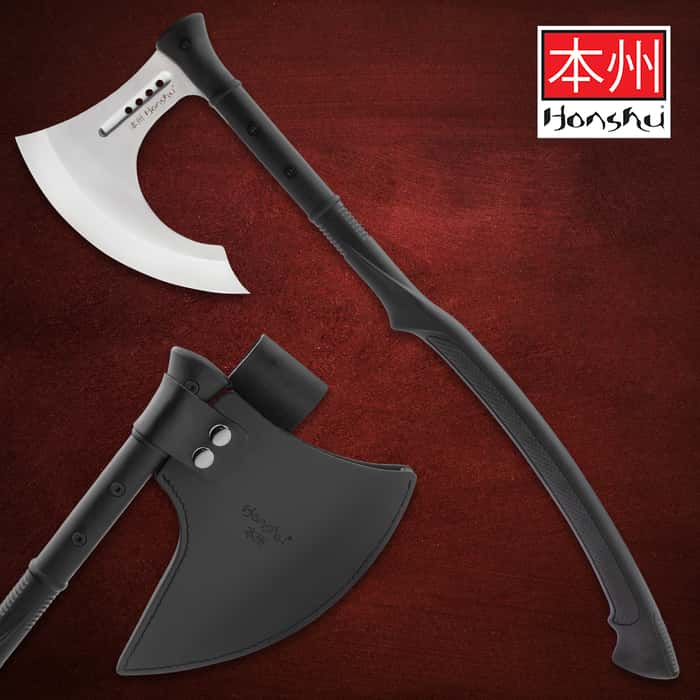 Honshu Karito Battle Axe With Premium Leather Sheath Budk Com