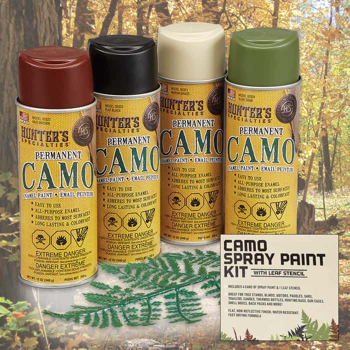 Camo Permanent Spray Paint Kit With Stencil