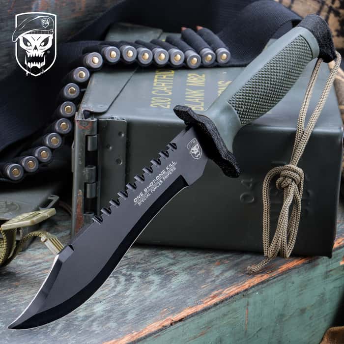 SOA One Shot, One Kill Survival Bowie Knife And Sheath