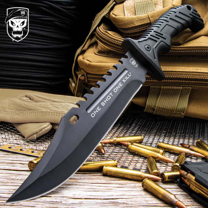 The One Shot One Kill Field Knife is ready for covert action and can back you up when things get hot!