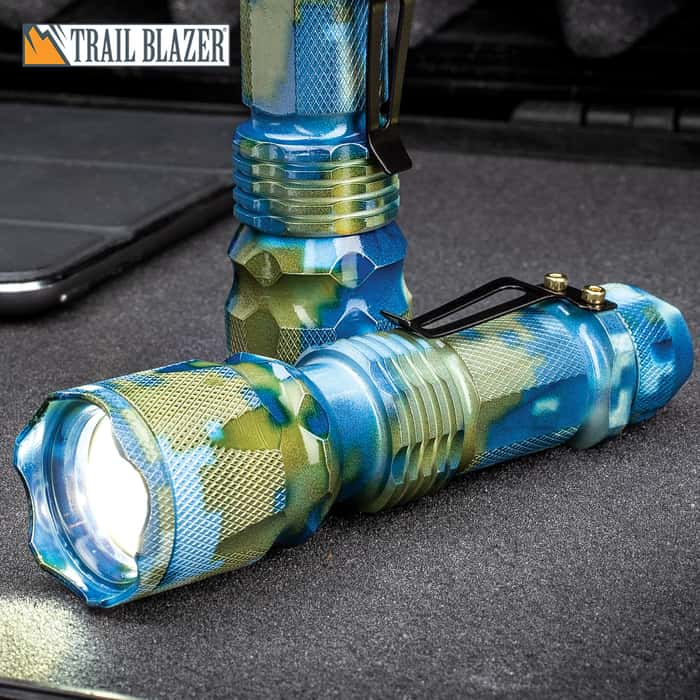 Trailblazer Mini Blue Camo LED Flashlight Three