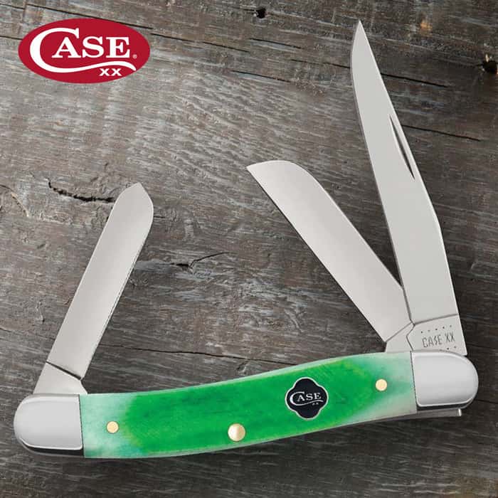The Case Clover Bone Medium Stockman Pocket Knife can be a symbol of good fortune with its bold, Kelly green color