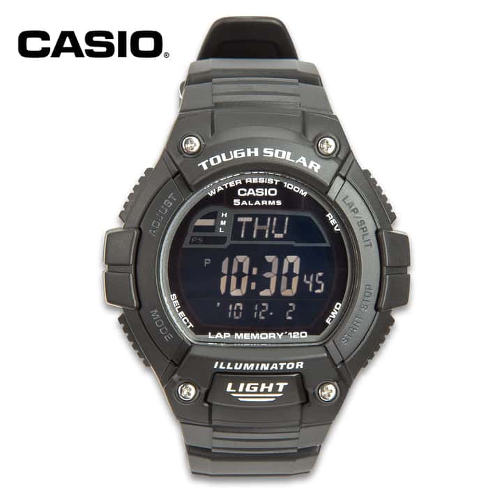 casio atomic digital watch silver