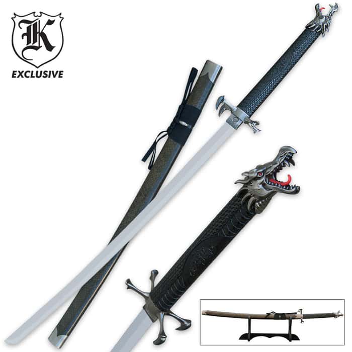 Screaming Dragon Samurai Sword with Stand