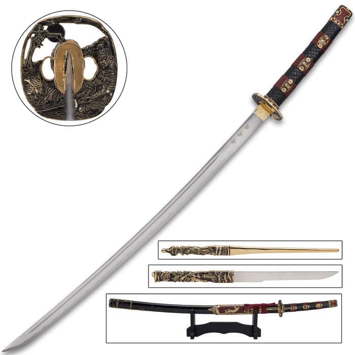 Made in Toledo, Spain, a city with a centuries-long tradition of sword-making, this katana is the perfect accent for the home or office
