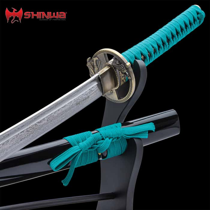 Shinwa Regal Katana Teal Sword Damascus   A46 KZ6202TDZ 