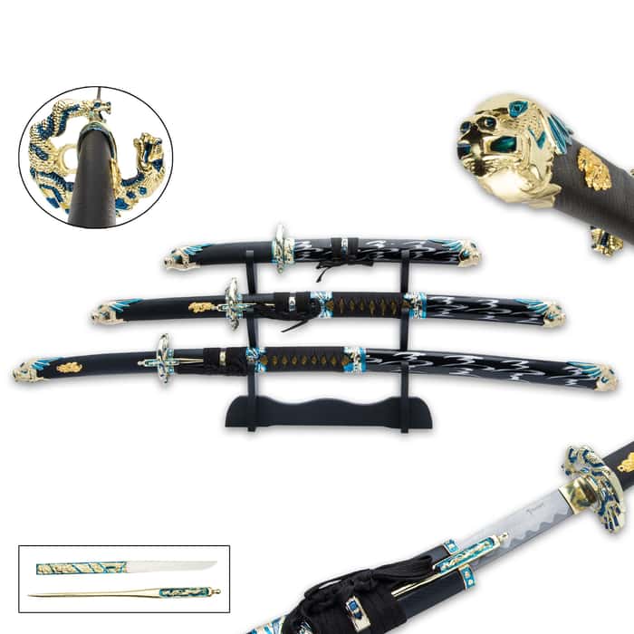 Paying respects to one of feudal Japan’s greatest Samurai warriors, Oda Nabunga, this katana set makes an exquisite display
