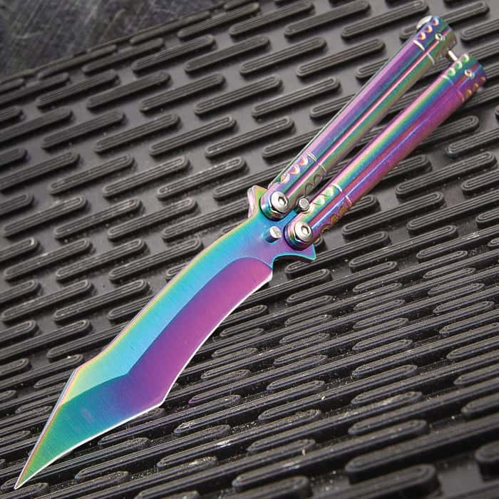 Rainbow Luminescence Balisong Knife Butterfly, Stainless Steel