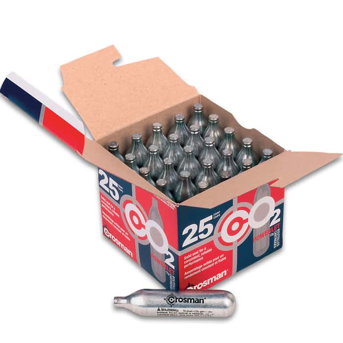 Crosman CO2 Powerlet Cartridges 25 Count, 12