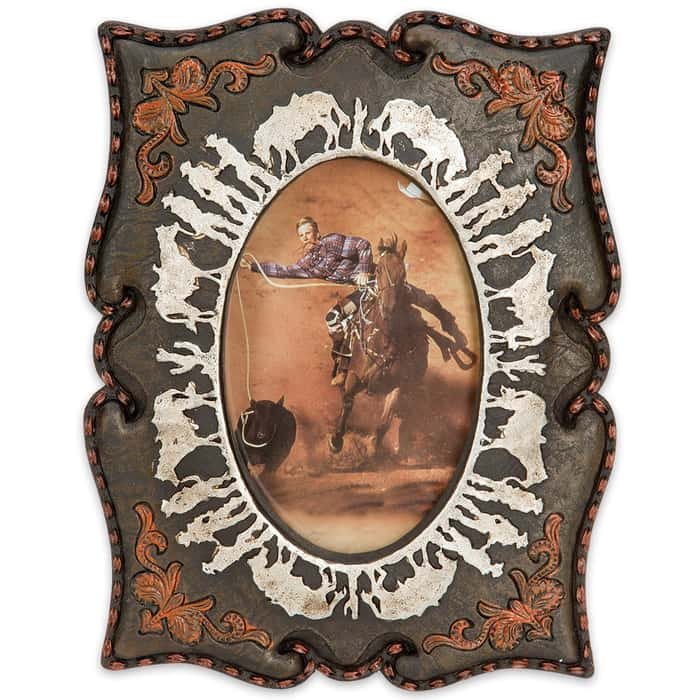 Cowboys and Horses Antiqued Western Style Picture