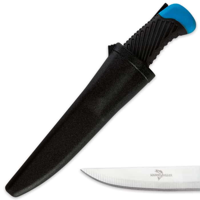 Wahoo Killer Multipurpose Knife - Bushcraft / Companion / Fixed Blade - Blue