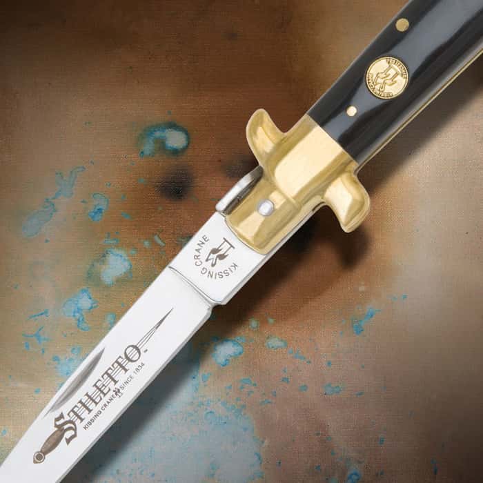 Kissing Crane Black Composite Stiletto Pocket Knife