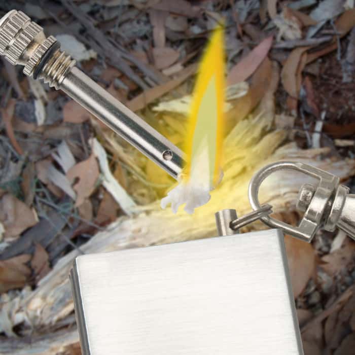 Waterproof Permanent Match Survival Lighter Keychain - Stainless Steel Case, Flint Match, Ferro Rod, Thousands Of Strikes