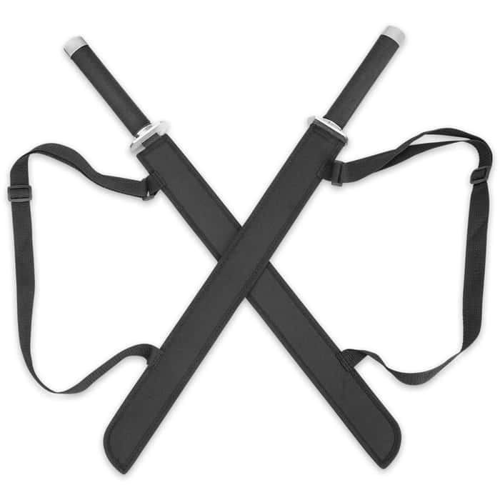Double Strike Ninja Twin Sword Set With Shoulder Harness