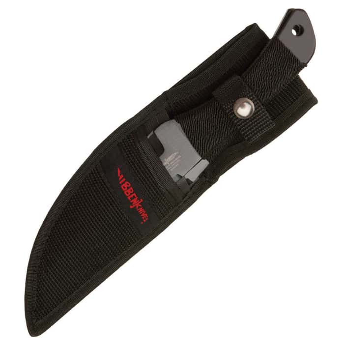 Gil Hibben Black Triple Pro Throwing Knife Set With Nylon Sheath - Solid Piece Stainless Steel, Black Oxide Coated - 8 1/2" Length