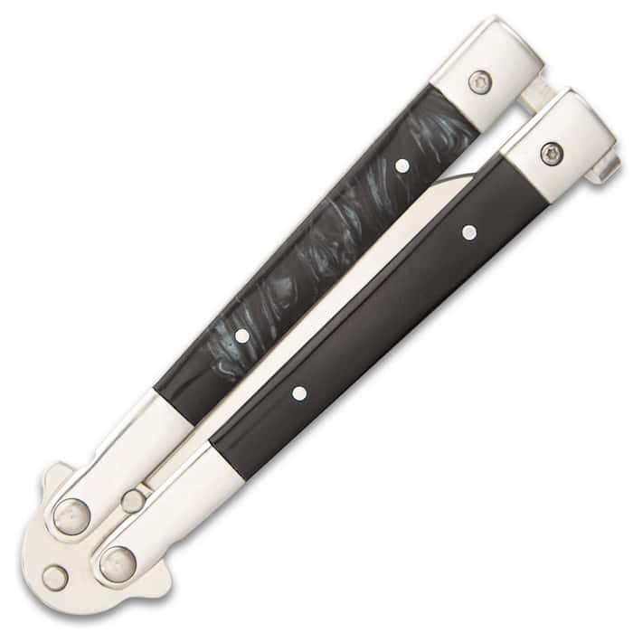 Classic Black Butterfly Knife Stainless Steel Blade,