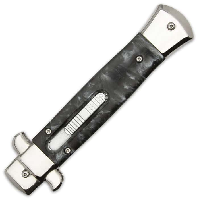 Black Marbleized Stiletto Automatic OTF Knife Stainless