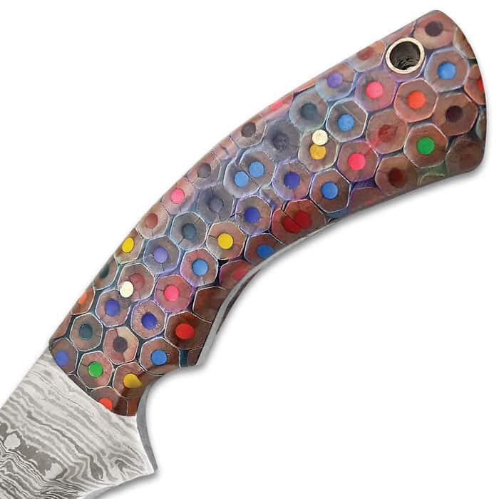 Confetti Handle Fixed Blade Knife With Sheath