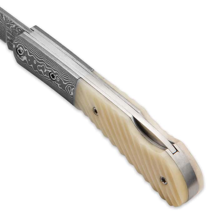 Kriegar "Ripple" White Bone Handle Pocket Knife