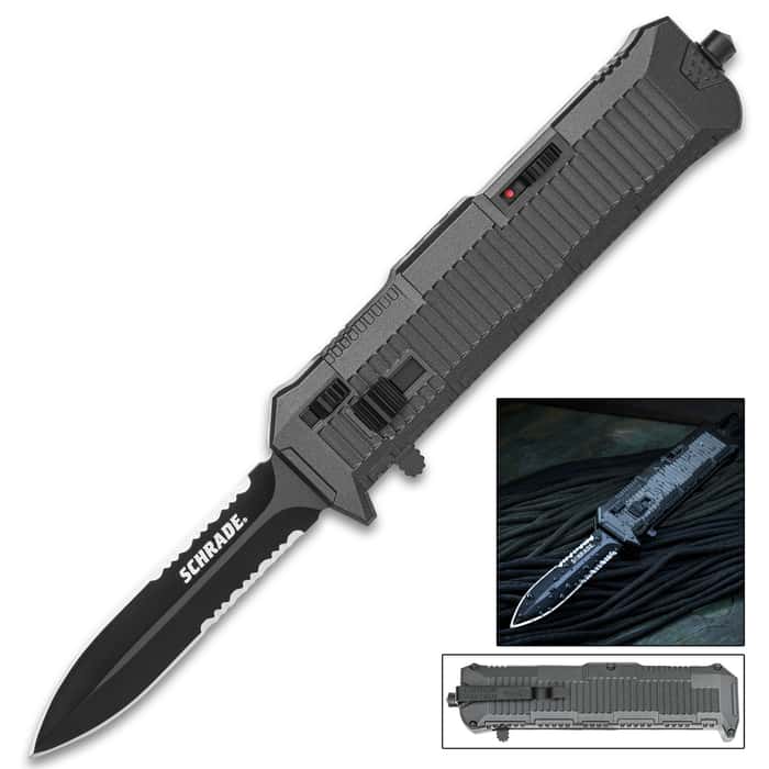 Schrade Viper OTF Pocket Knife Serrated Spear Point