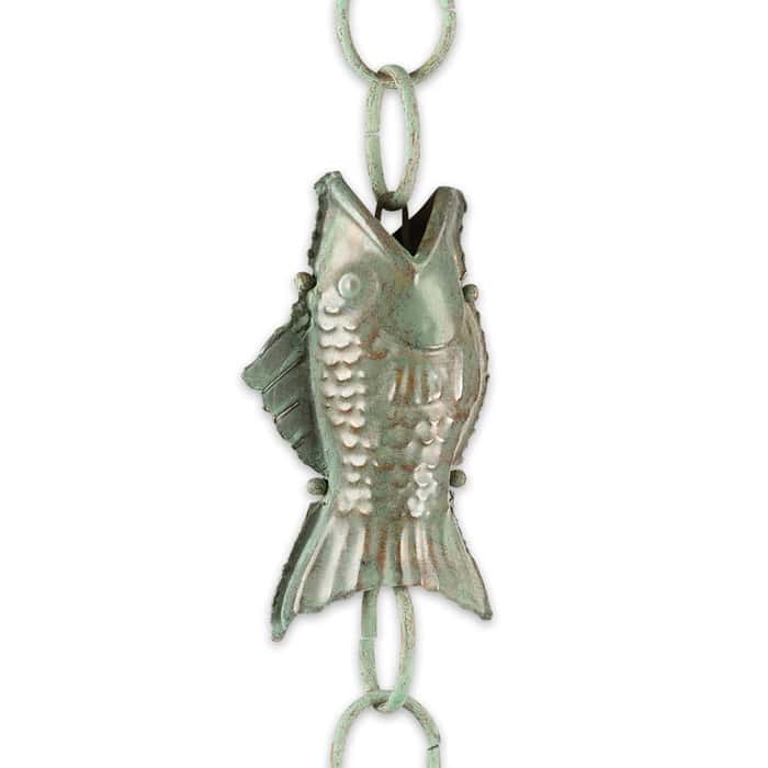 Fish Rain Chain Blue Verde Copper