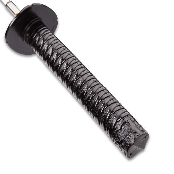 Black Umbrella Sword - Fully Functional With Hidden Stainless Steel Blade - Sword Cane With Rain, Sun Protection - Katana / Ninja Hilt - Windproof, Waterproof Nylon Canopy