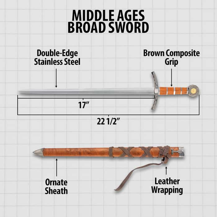 Middle Ages Medieval Broad Sword And Matching