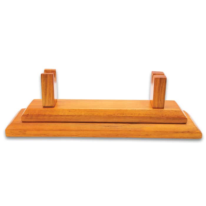 Premium Wooden Knife Display Stand Glossy Natural